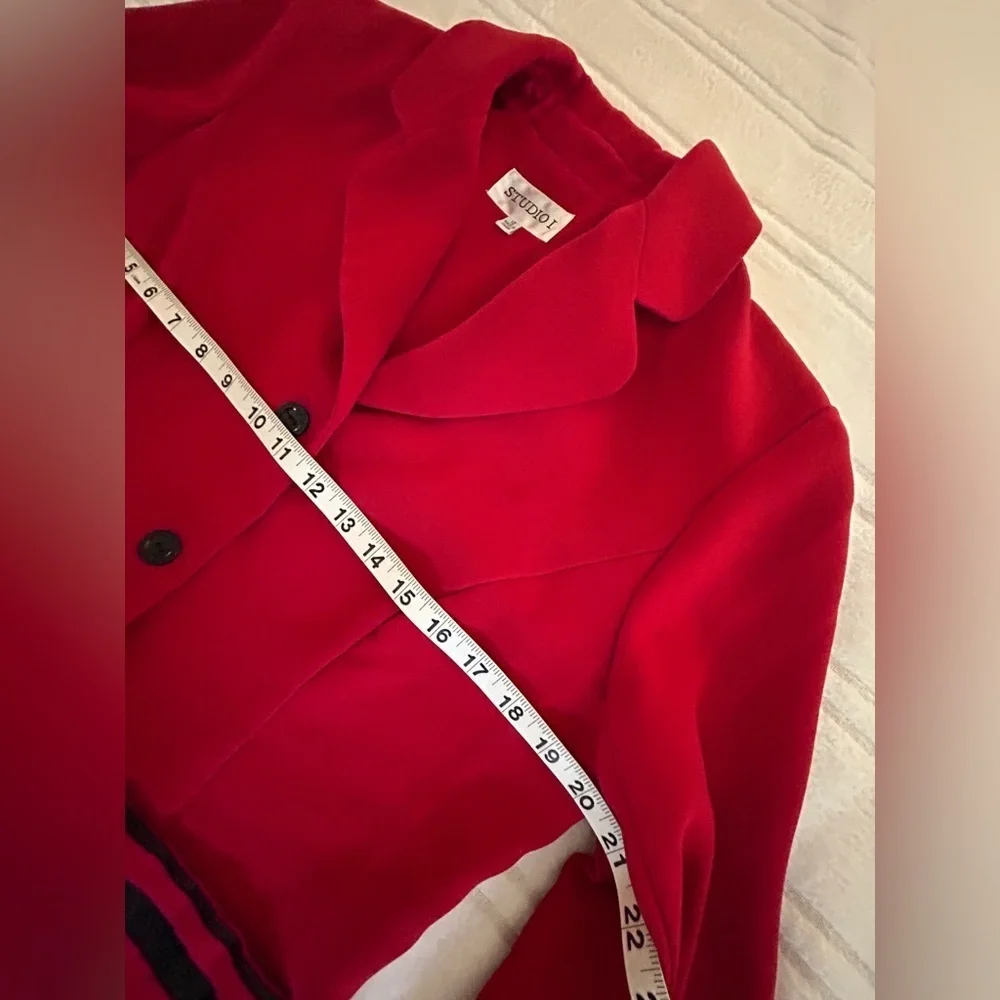 Womens Jacket Studio I Women's Red Blazer with Black Accents Sz 12​​​